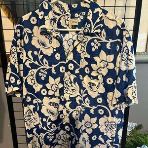 Blue and White Floral Men's Shirt
